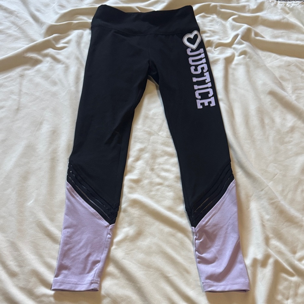 Justice Black and Light Purple Kids Leggings
